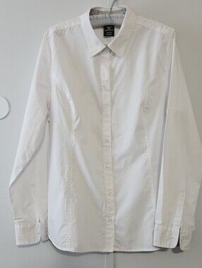 George Size XXL (20) White Collared Button Up Long-Sleeved Womens Blouse Dress S